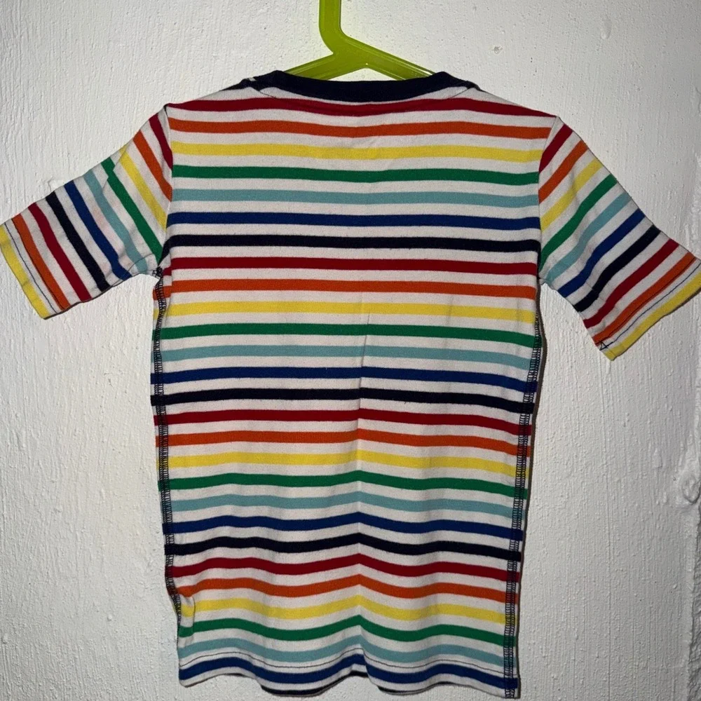 Primary Kids Rainbow Striped Short Sleeve Cotton Pajama Shirt Size 8-9